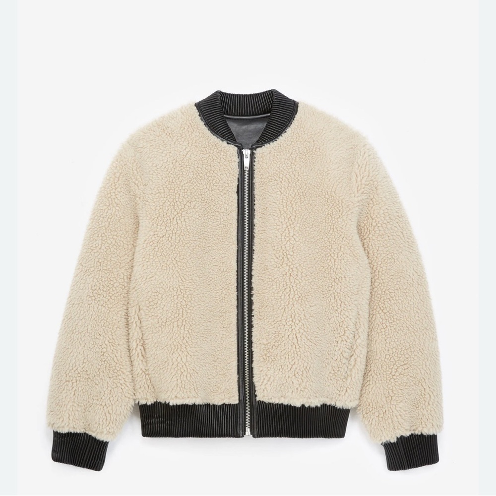 The Kooples Ecru Bouclé Faux Fur Jacket (size 1)
